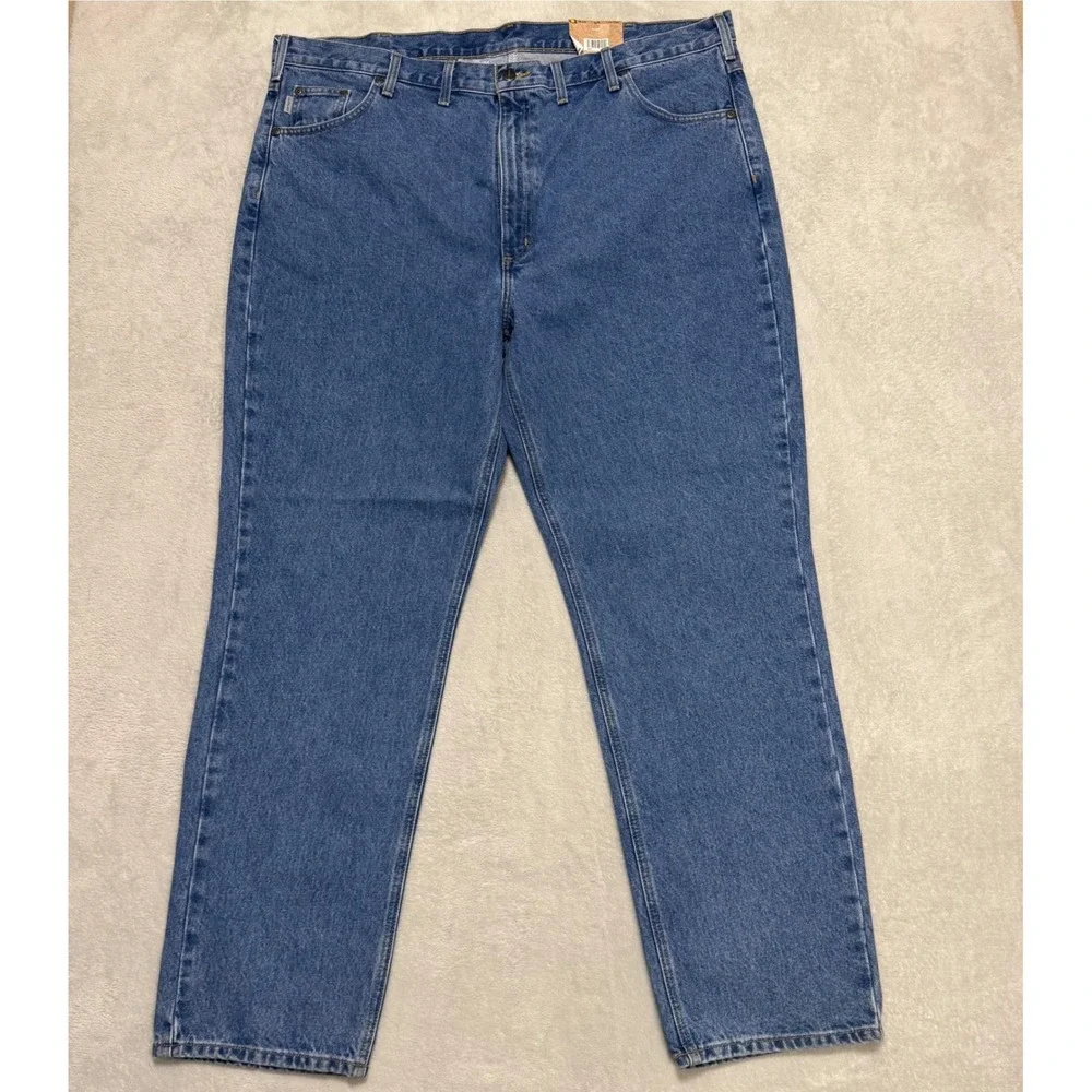 Carhartt Tapered Leg Jeans Mens 46x34 Blue B18 STW Straight Traditional Fit